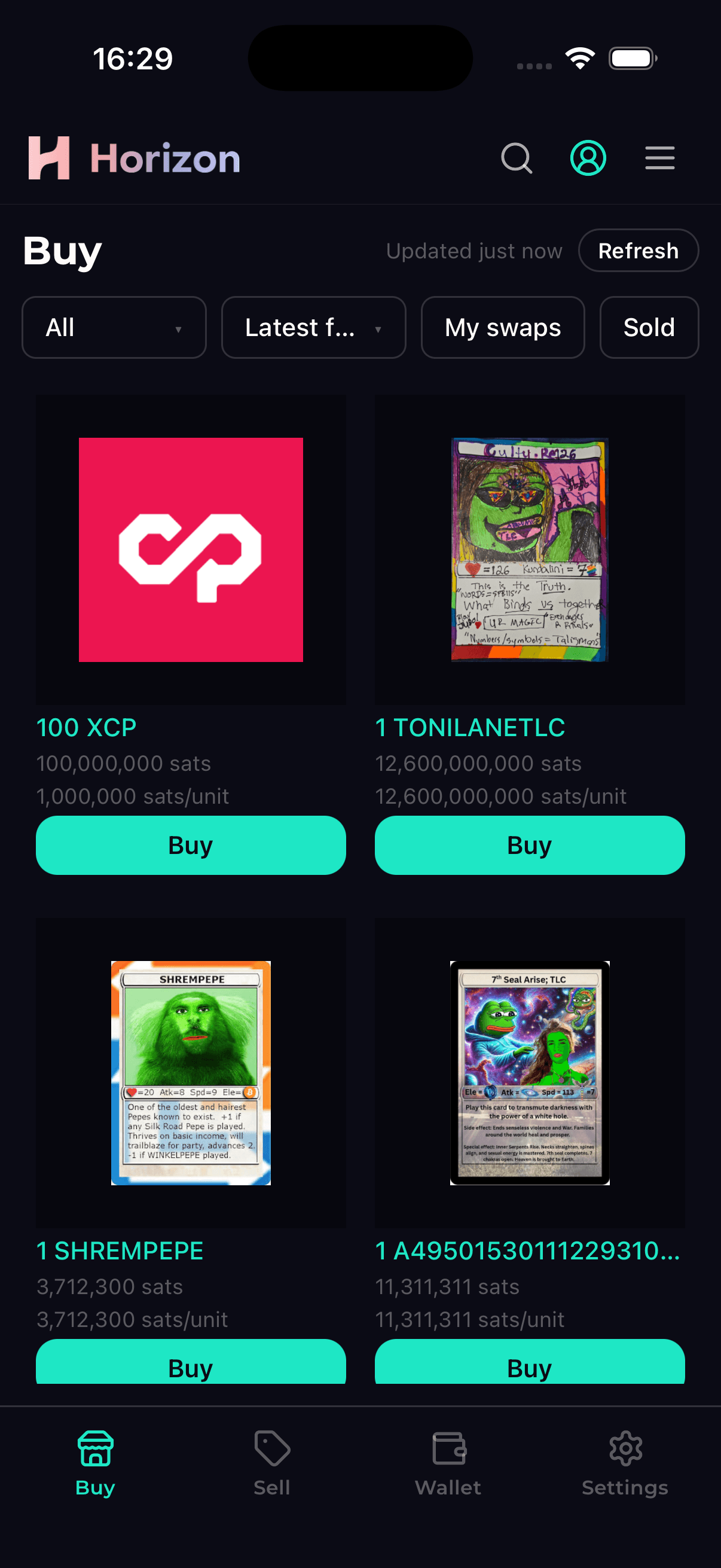 Horizon Mobile Wallet for Counterparty, Ordinals and ZELD
