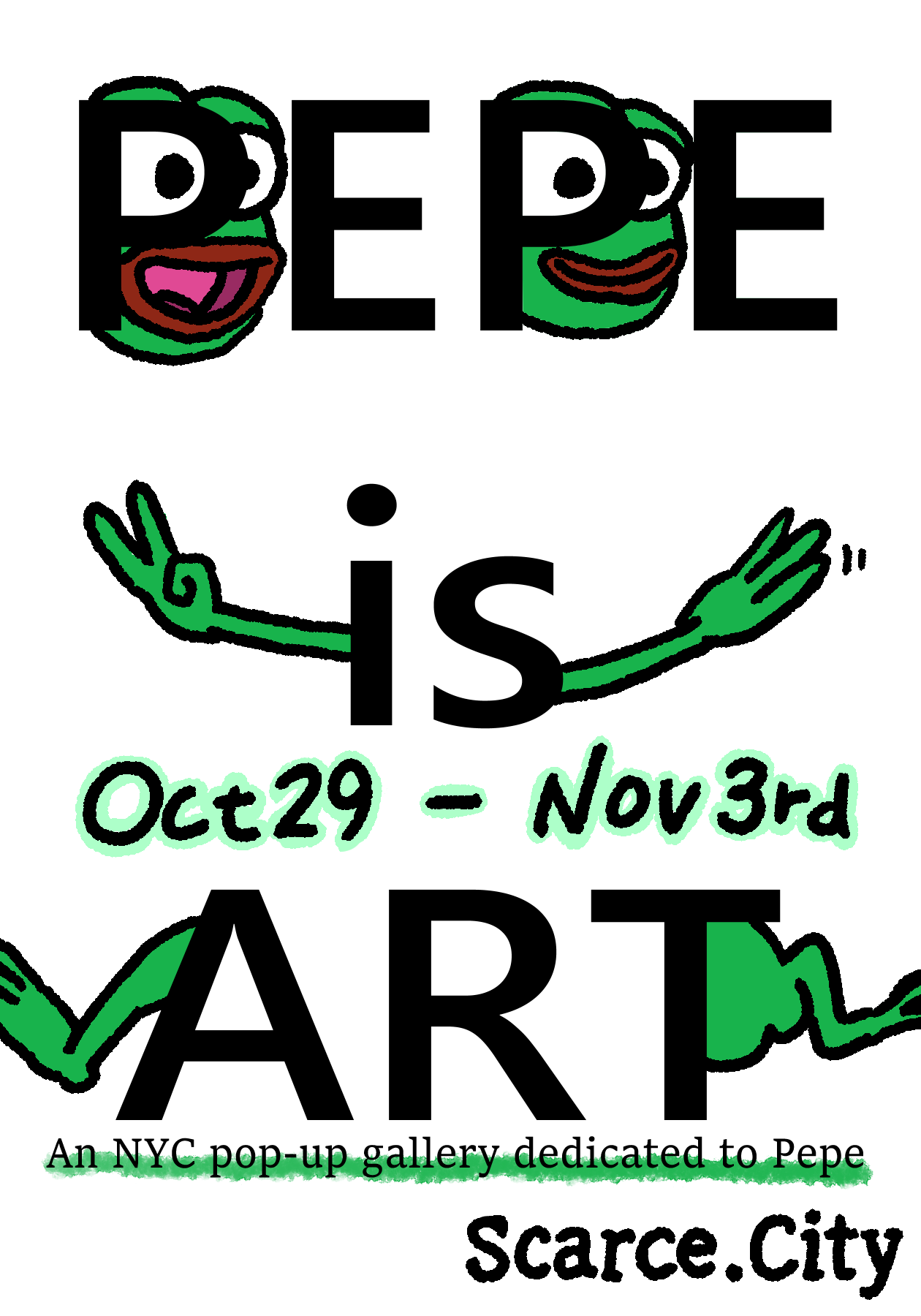imgur/hOXiWMh.png;PEPE is ART exhibition by Scarce.City - Proof of Attendance - Graphic created by Emma