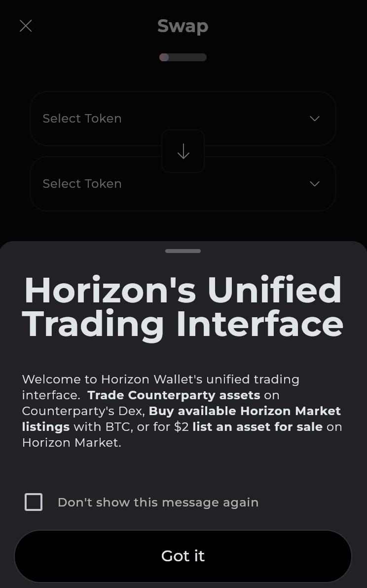Smart Swap Interface in Horizon Wallet
